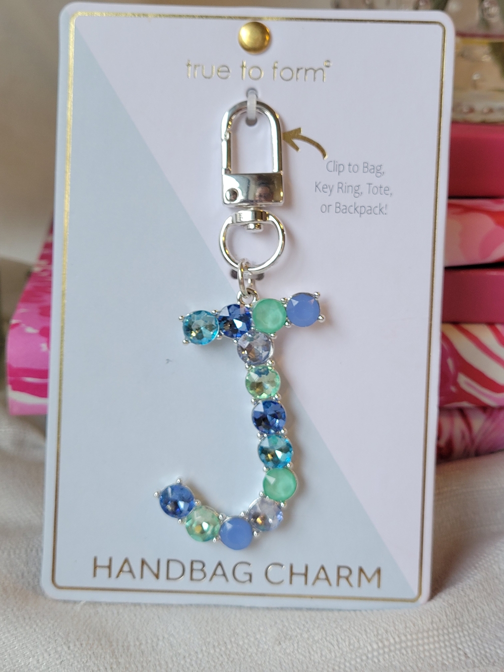 True to Form Crystal 'J' Handbag Charm